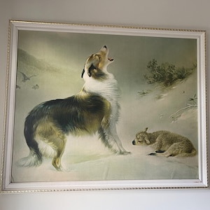 陶板 抽象ART vintage item Walter Hunt 'found by a Friend' Collie & Lamb. Victorian Vintage