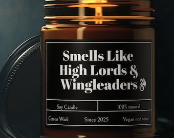 Candela profumata di Alti Signori e Capi Ala, Candela Acotar, Merchandising Acotar, Regalo per amanti dei libri, Candela Capo Ala, Candela profumata alla soia