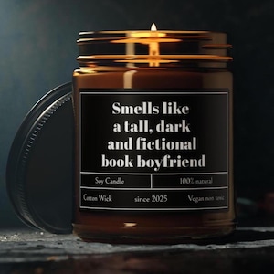Smells Like A Small Dark and Fictional Book Boyfriend Candle | Book Boyfriend Candle, Book Lover Candle, Spicy Book Candle, Smut Reader Gift