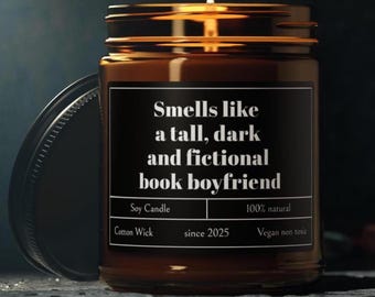 Smells Like A Small Dark and Fictional Book Boyfriend Candle | Book Boyfriend Candle, Book Lover Candle, Spicy Book Candle, Smut Reader Gift