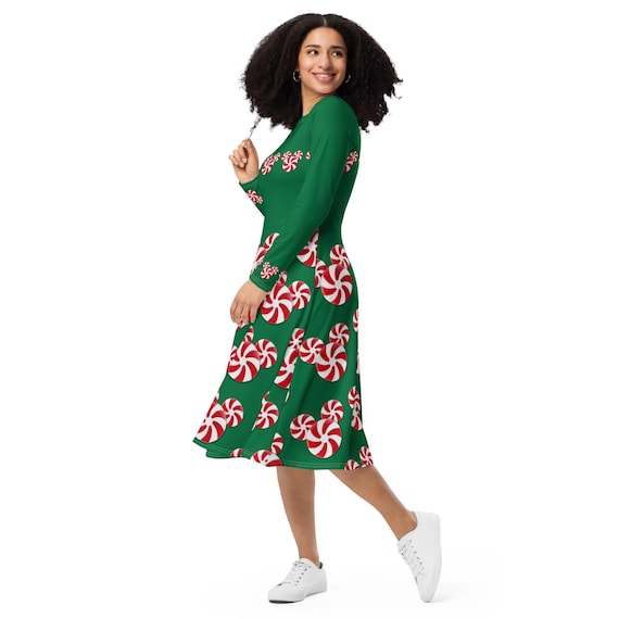 long sleeve womens christmas party dress Very Merry Dress, Very Merry Party Outfit, Women Christmas Midi Dress Color:custom Wrap dress Women's Boots Chiffon One Shoulder Off
