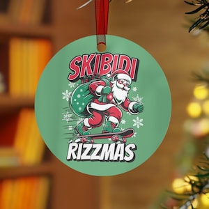 Skibidi Rizzmas ornament, Gen Z ornament, Gag Gift, teen boy ornament, teenager gift, millennial ornament, skater Santa Ornaments, rizz gift