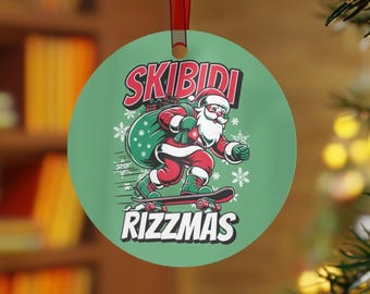Skibidi Rizzmas ornament, Gen Z ornament, Gag Gift, teen boy ornament, teenager gift, millennial ornament, skater Santa Ornaments, rizz gift