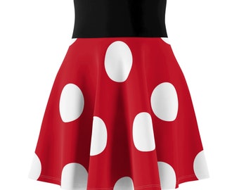 Minnie Running Skirt, Minnie parks skirt, Minnie Womens costume skirt, run your ears off skirt,  Minnie run outfit, Minnie Skater Skirt AOP