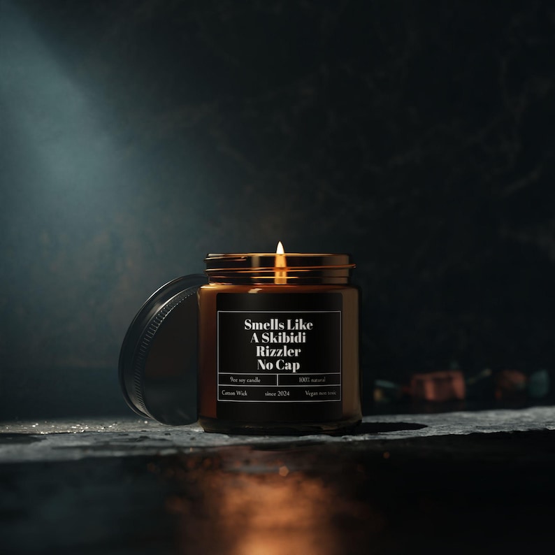 Smells like a Skibidi Rizzler Candle, teen slang gift, Gen alpha candle, teen lingo, funny teen gift, gag gift, Scented Soy Candle image 9