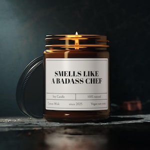 Smells Like a Badass Chef Candle, Badass Chef Custom Candle, Culinary School Graduation Gift, Gift For New Chef, Vegan Candle