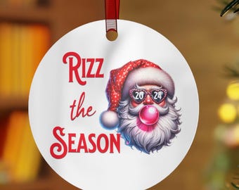 Rizz the Season Gen Z Ornament, Gift for Teen, Slang Ornament, Hip Santa Swagger ornament , Trending Meme, Middle High School Christmas