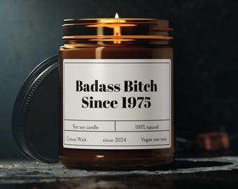 Badass bitch since 1976 candle, funny 50th birthday gift, 50th birthday candle, Scented Soy Candle, 50th gift
