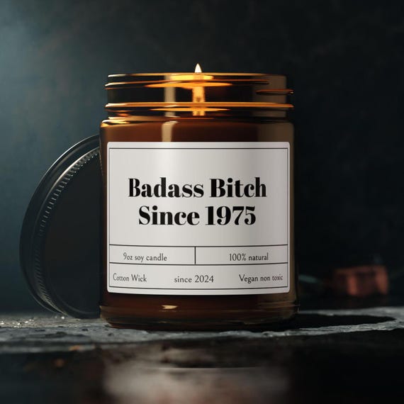 Badass bitch since 1975 candle, funny 50th birthday gift, 50th birthday candle, Scented Soy Candle, 50th gift