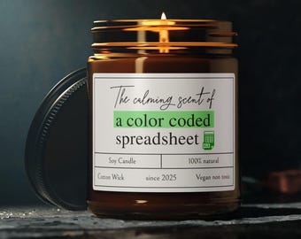 The Calming Scent of a Color Coded Spreadsheet Scented Soy Candle | Accointant Gift, CPA Gift, Funny Accountant Gift, Data Analyst Gift