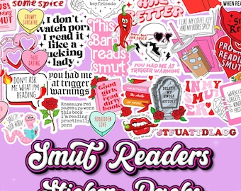 Smutty Romance Bookish Stickers Bundle, Mini Sticker Packs, Würziges Buch-Liebhaber-Geschenk, Booktok Merch, Kindle Aufkleber, Smut Reader-Leseliebhaber