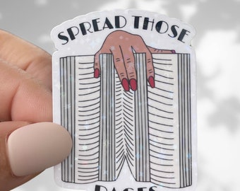 Pegatinas picantes de Spread Those Pages, pegatinas holográficas de vinilo para Kindle Booktok, artículos de merchandising literario, pegatinas obscenas de romance oscuro de Bookstagram