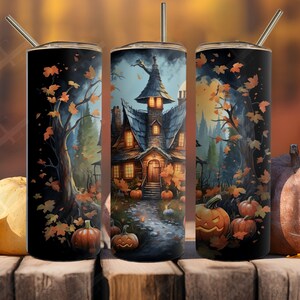 Watercolor Haunted House Tumbler Wrap: Halloween Sublimation Design (Digital Download)