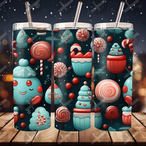 Christmas Candy Tumbler Wrap: Seamless Treats Design (Digital Download)