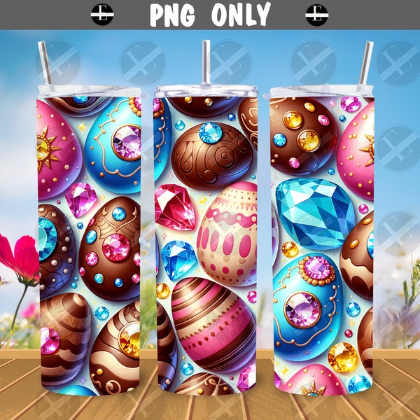 Easter Tumbler Wraps - Jeweled Easter Eggs Tumbler Wraps - Ideal Tumbler Sublimation Designs Straight & Tapered - Instant Download