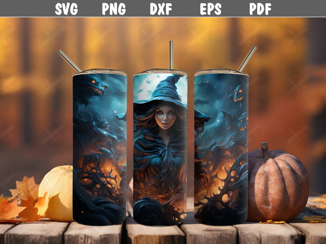 3D Tumbler Wraps 3D Halloween Witch Skinny Tumbler Wrap Design Tumbler