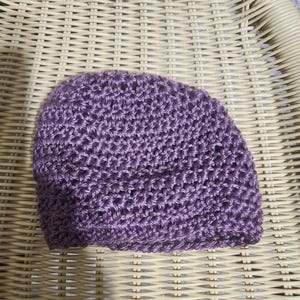 Small Purple Crochet Beanie - Small warm winter hat for child or adult | handmade purple beanie, purple knit hat, purple winter beanie