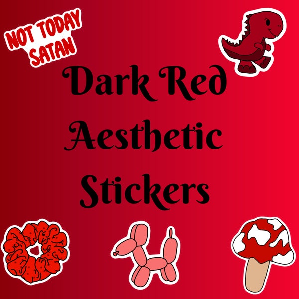 Dark Red Aesthetic Stickers | Red Aesthetic stickers | Red stickers | Laptop Decal | Water Bottle Decal | crocs | dinosaur | funny sayings