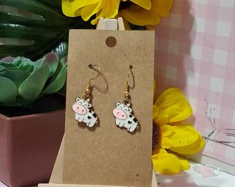 Boucles d'oreilles vache heureuse - adorables bijoux vache avec crochets sans nickel
