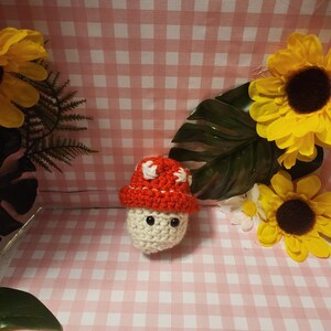 Crochet Mushroom Plushie - Small Red Toadstool Stuffed Toy - Cottagecore Decor - Fairycore Room Decor