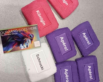 Individuelles Schweißband 1 Stück, bedruckt mit Initialien oder Namen