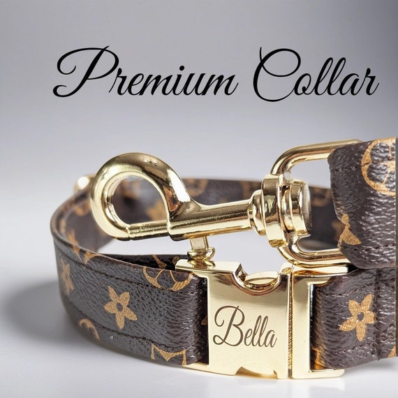 Extra Small Louis Vuitton Dog Collar and Leash - Royal Dog Collars -  Handmade, Premium, Designer Inspired