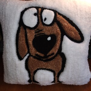 Hand-Tufted Cartoon Dog Pillow
