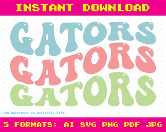 Gators retro stacked svg, png, pdf, ai, jpg, School Retro for Sublimation for mom, baseball, football, soccer, band, softball, cheerleader