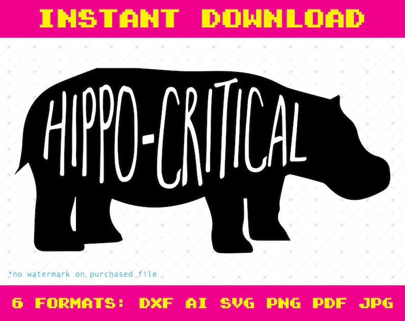 hippo critical hippo instant download - files in 6 formats: dxf, ai, svg, png, pdf and jpg. hippos svg