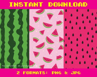 Watermelon seamless pattern print for digital paper, sublimation, crafts - png and jpg files for download