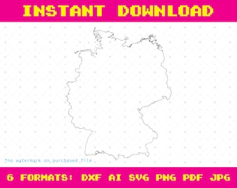 Germany country CNC file - png, svg, pdf, ai, svg, dxf, jpg - Deutschland map Germany outline, Germany map svg, Germany png, German svg
