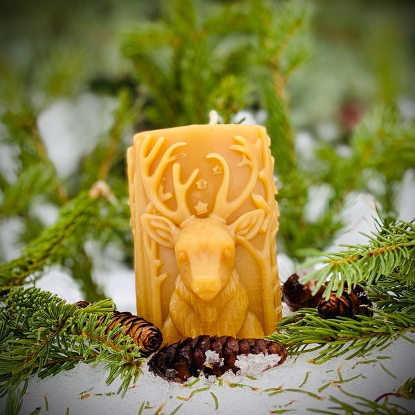 CHRISTMAS REINDEER Candle | 100% Natural Beeswax | Handmade | Gift Idea