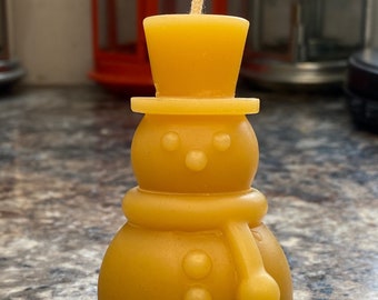 SNOWMAN Candle, 100% Natural Beeswax