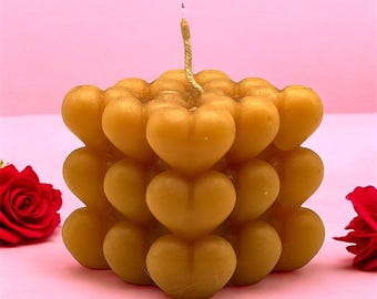 HEART MAGIC CUBE Candle  | 100% Natural Beeswax | Handmade