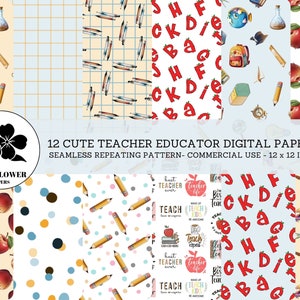 Niedliche Lehrer Erzieher Nahtlose Digitale Papiere, Schulmaterial & Lehrer Hintergrundpapiere, Kommerzielle Nutzung Digitales Papier