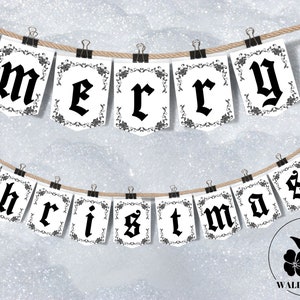 Merry Christmas Banner, Vintage Christmas Garland, Printable Christmas Decor, Digital Vintage Christmas Banner, DIY Printable PDF Banner