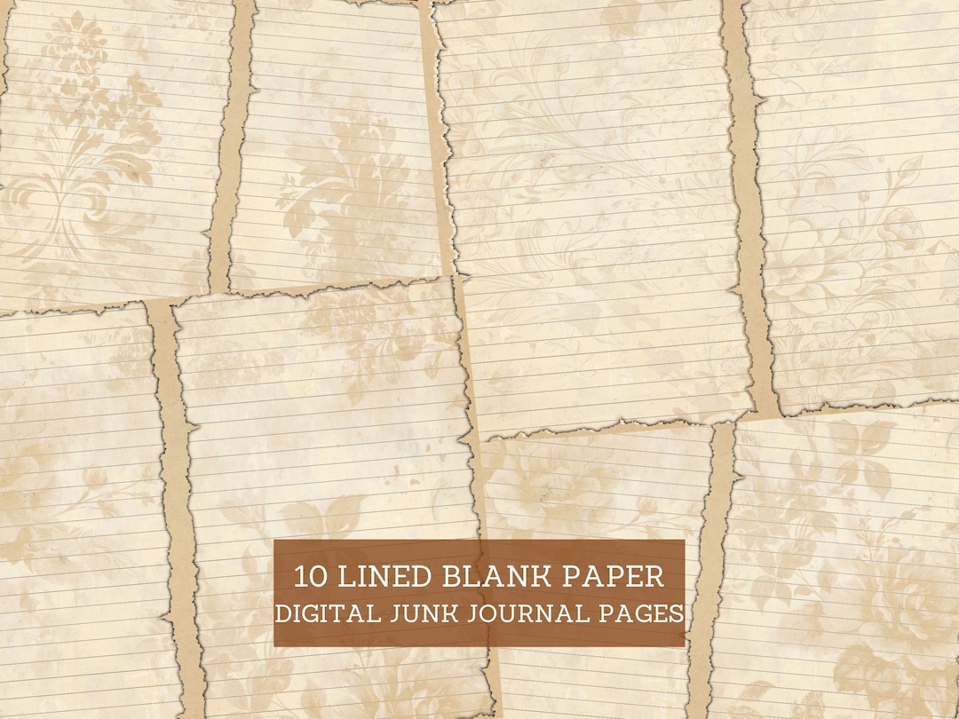 Lined Blank Junk Journal Pages, Vintage Blank Card Junk Journal Kit ...