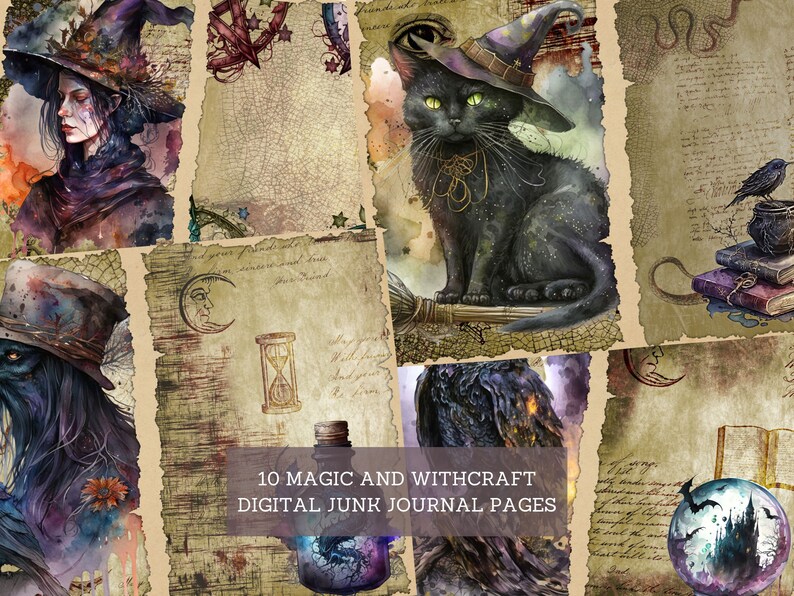 Magic & Witchcraft Junk Journal Pages, Vintage Zodiac Junk Journal Kit ...