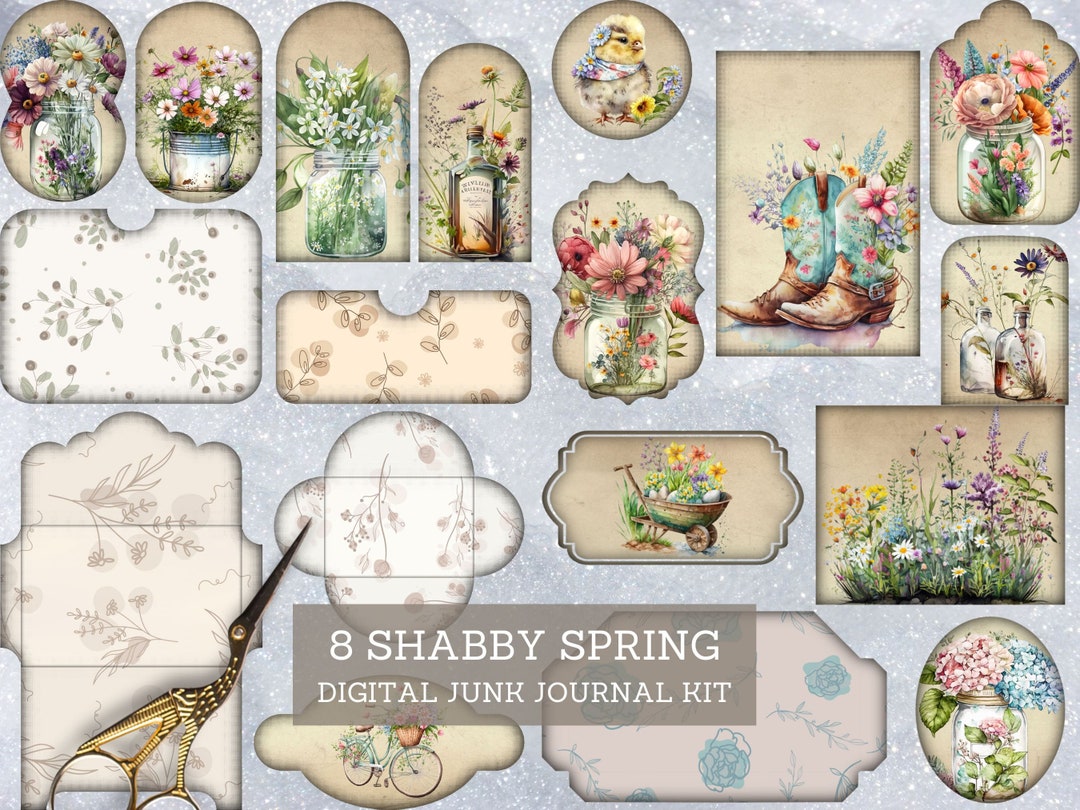 Shabby Chic Spring Junk Journal Kit, Vintage Spring Flowers Cut Out ...