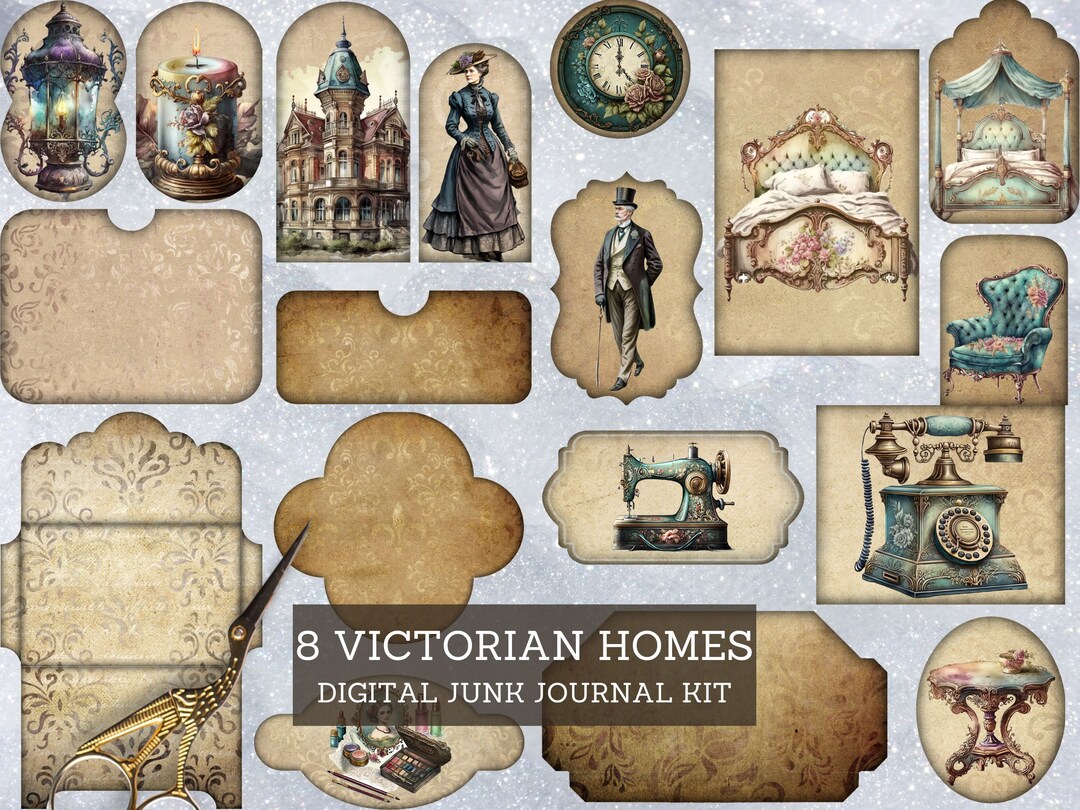 Victorian Homes Junk Journal Kit, Victorian Furniture Cut Out Sheets ...