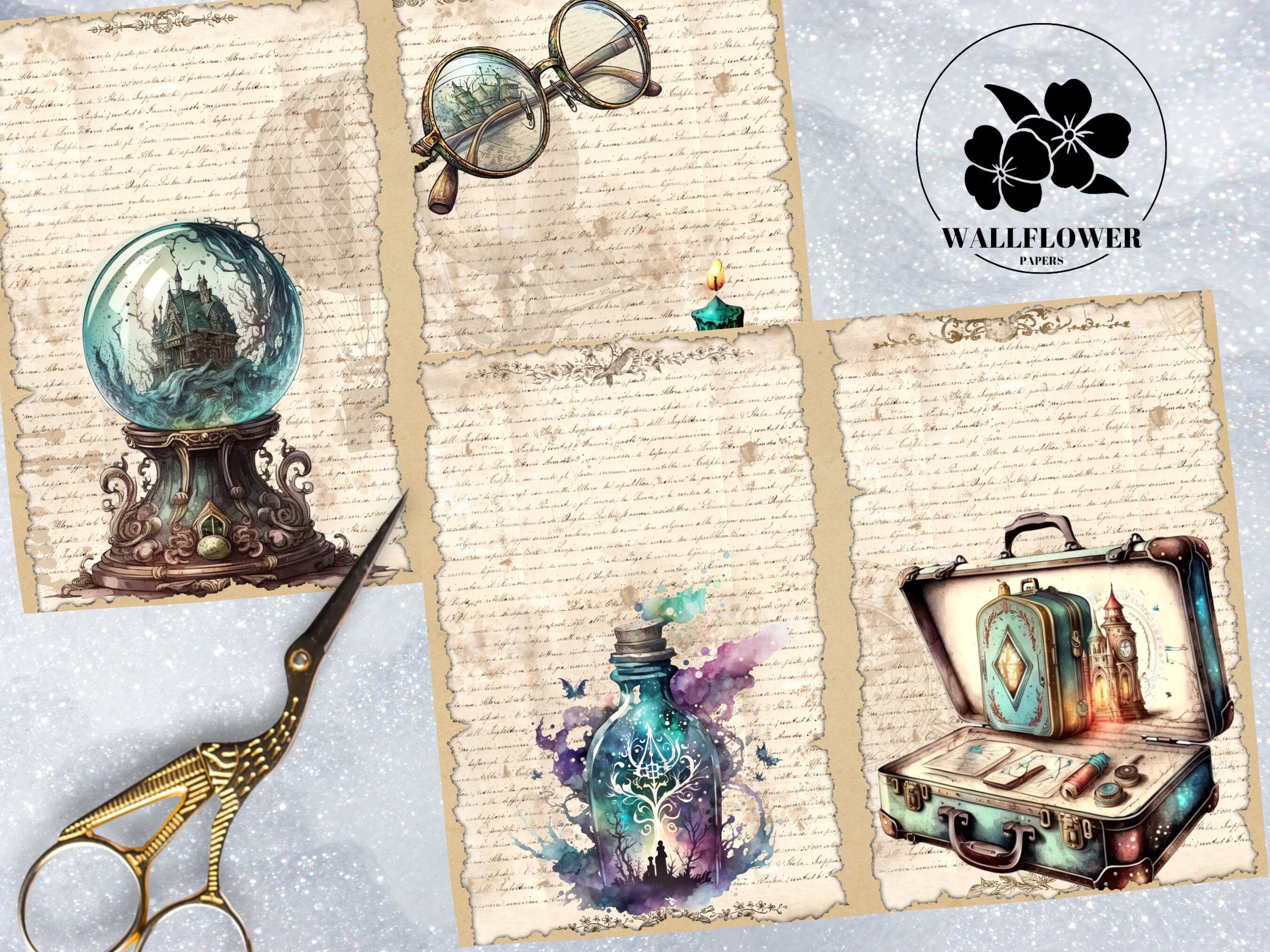 Vintage Wizards & Books Junk Journal Pages, Vintage Magic Junk Journal ...