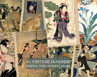 Vintage Japanese Junk Journal Pages, Vintage Ephemera Junk Journal Kit, Cut Out Sheets, Junk Journal Printable, Digital Collage Paper
