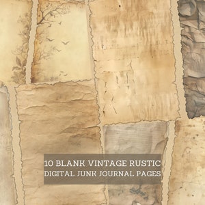 Blank Junk Journal Pages, Vintage Rustic Aged Junk Journal Kit, Cut Out Sheets, Junk Journal Printable, Digital Collage Paper