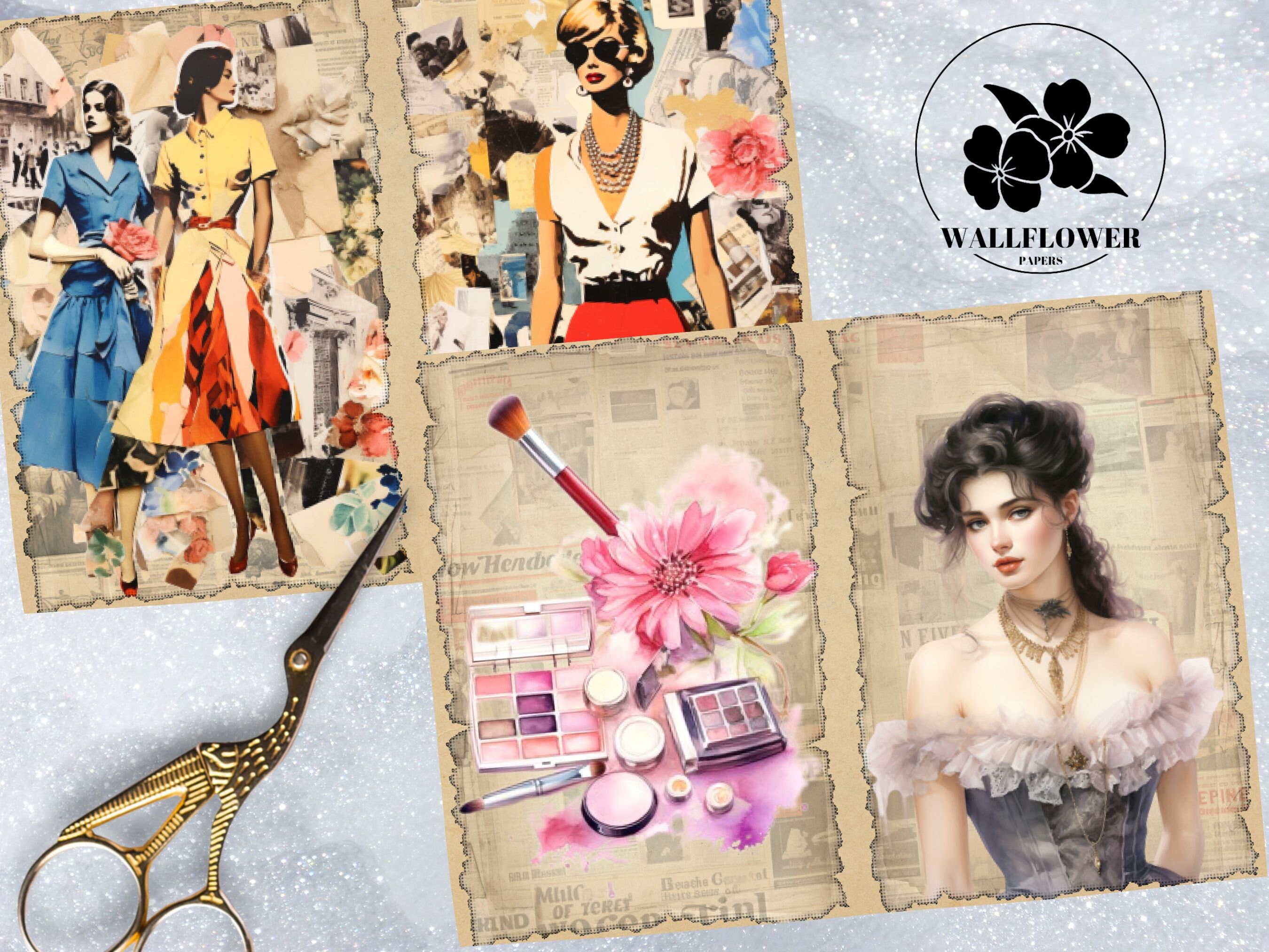 Fashion & Beauty Junk Journal Pages, Vintage Clothing Junk Journal Kit ...