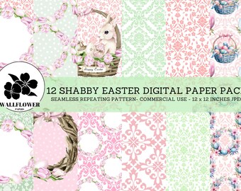 Easter Bunny Seamless Digital Papers, Eggs & Chickens Scrapbook Paper ...