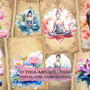Yoga & Wellness Junk Journal Pages, Vintage Meditation Junk Journal Kit, Cut Out Sheets, Junk Journal Printable, Digital Collage Paper