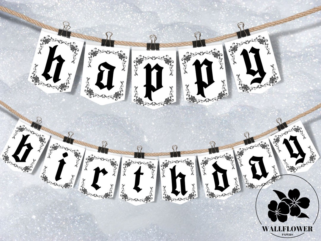 Happy Birthday Banner, Vintage Birth Anniversary Garland, Printable ...