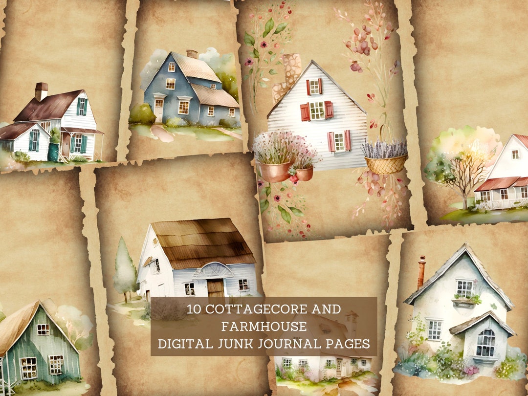 Cottagecore & Farmhouse Junk Journal Pages, Vintage Country Junk ...