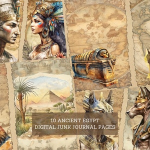 Ancient Egypt Junk Journal Pages, Vintage Pharaohs Junk Journal Kit, Cut Out Sheets, Junk Journal Printable, Digital Collage Paper