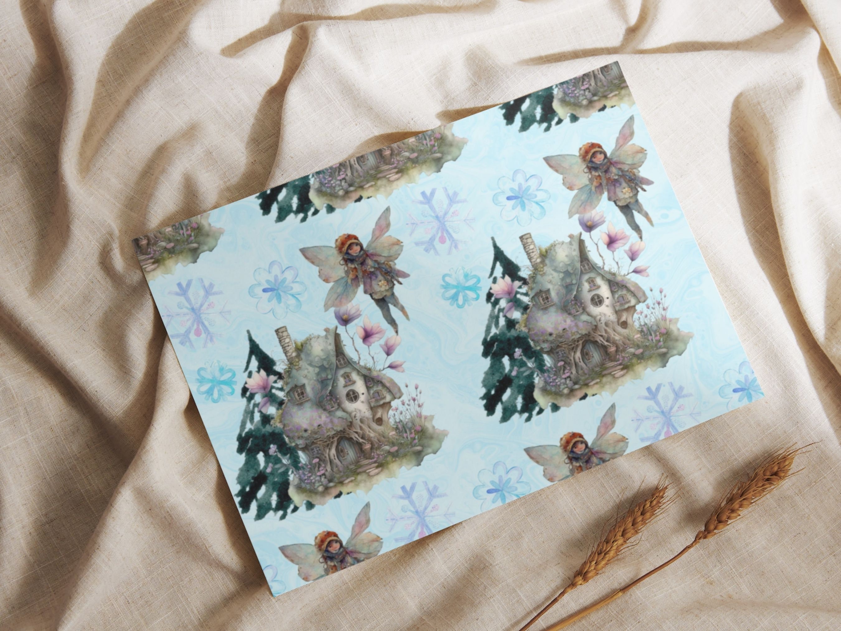 Magical Fairies Seamless Digital Papers, Winter Fairies, Snowflakes ...